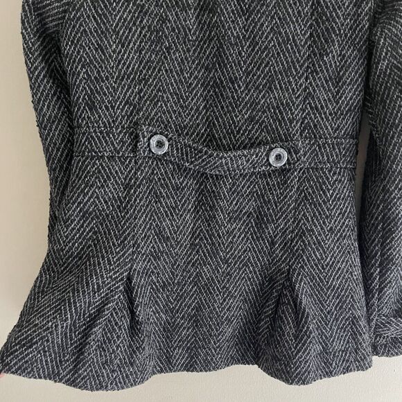 Billabong Tweed Pea Coat Jacket Womens Size XL Wool Blend Collared Black Pocket - Picture 12 of 16